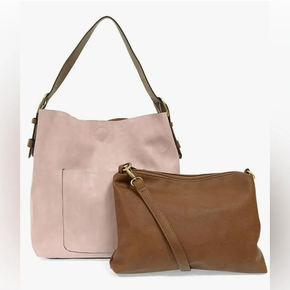 Joy Susan Hobo Bag in Rosewater Pink Soft Vegan Leather 2 in 1 Handbag Classic - Picture 1 of 16